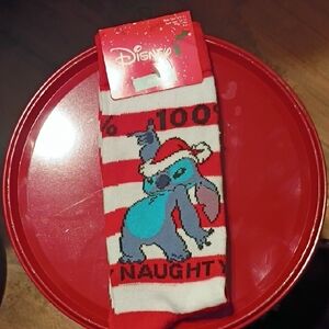 Disney Red and White Stitch Holiday Socks